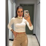 CALÇA JEANS FLARE BEGE