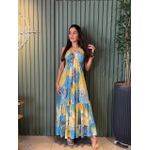 VESTIDO INDIANO ESTAMPADO AZUL COM ESTAMPA