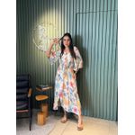 VESTIDO ISIS AREIA COM ESTAMPA