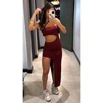 VESTIDO MAYA FENDA MARSALA