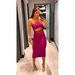 VESTIDO DUDA ABERTURAS FUCSIA