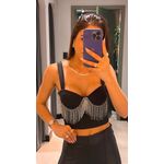 CROPPED GLOW STRASS PRETO 