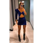 VESTIDO VELUDO NULA MANGA AZUL