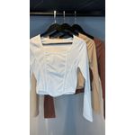 CROPPED VIES CANELADO BEGE