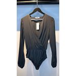 BODY MANGA PLISSADA PRETO
