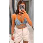 SHORT COURO TIRAS OFF WHITE