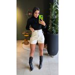 SHORT COURO TIRAS OFF WHITE