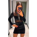 VESTIDO VELUDO HANNA PRETO