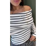 BLUSA BRENDA LISTRADO BRANCO E PRETO