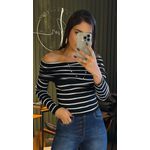 BLUSA BRENDA LISTRADO PRETO E BRANCO