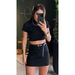MINI SAIA CANELADA PRETO