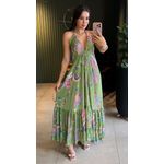 VESTIDO INDIANO VERDE MUSGO COM ESTAMPA