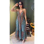 VESTIDO INDIANO AZUL COM ESTAMPA