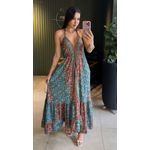 VESTIDO INDIANO AZUL COM ESTAMPA