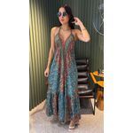 VESTIDO INDIANO AZUL COM ESTAMPA