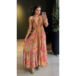 VESTIDO INDIANO VERDE COM ESTAMPA