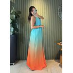 VESTIDO LONGO LENITA VERDE / LARANJA