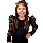 Blusa Manga Tule Preta