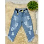 calça jeans infantil menina barra diagonal