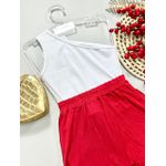 Conjunto Blusa de Flor Nula manga+ Short Paetê Vermelho 