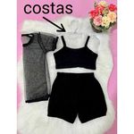 Conjunto Blusa Tule Com Glitter + Top e Short Paetê Bianca 