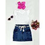 Conjunto Blusa Brilho+ Saia Cargo Jeans Alice