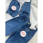 Conjunto Camisa Branca + Colete + calça Flare Jeans 