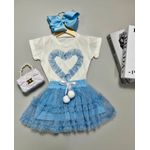 Conjunto Tule Coração Azul