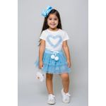 Conjunto Tule Coração Azul