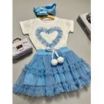 Conjunto Tule Coração Azul