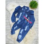 Conjunto Jaqueta Bufante + Calça jogger Jeans Lari 