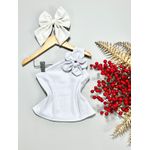 Conjunto blusa de flor+ short alfaiataria vermelho