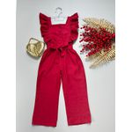 Macacão Longo Babado Vermelho 