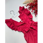 Macacão Longo Babado Vermelho 