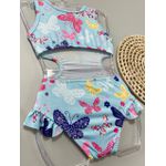 Maiô Biquíni Azul Borboletas