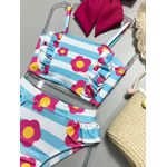 Biquini Infantil de Flores Azul