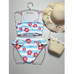 Biquini Infantil de Flores Azul