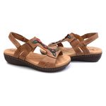 Sandália Feminina Confortável Natural Caramelo com Flor