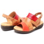 Sandalias Feminina Isttony Conforto 212 CARAMELO/VERMELHO