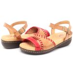 Sandalias Feminina Isttony Palmilha P.U CARAMELO/VERMELHO