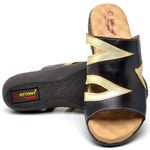 Sandalia Babuche Conforto Isttony Café/Dourado 220