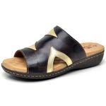 Sandalia Babuche Conforto Isttony Café/Dourado 220