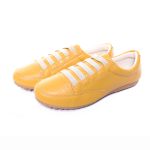 Sapatênis Feminino em Couro Legítimo de Elástico Cor Amarelo Mod.101 