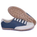 Sapatênis Feminino em Couro Legítimo de Elástico Cor Azul Marinho c/Bege Mod.101