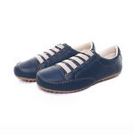 Sapatênis Feminino em Couro Legítimo de Elástico Cor Azul Marinho Mod.101