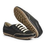Sapatênis Feminino em Couro Legítimo de Elástico Cor Preto Mod.101 