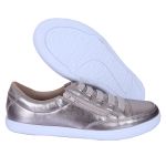 Sapatênis Feminino Casual Rasteiro em Couro de Ajuste Elástico e Zíper Lateral Muito Leve e Confortável