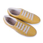 Sapatênis Feminino Casual Rasteiro em Couro de Ajuste Elástico Leve e Confortável