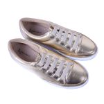 Sapatênis Feminino Casual Rasteiro em Couro de Ajuste Elástico Leve e Confortável