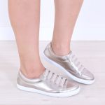 Sapatênis Feminino Casual Rasteiro em Couro de Ajuste Elástico Leve e Confortável